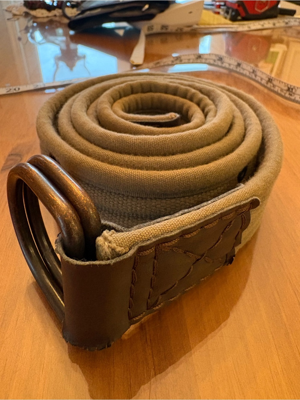 Olive Khaki Canvas Double D-Ring Belt 60” Long Wide Grommet Utility Belt